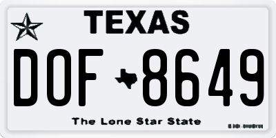 TX license plate DOF8649