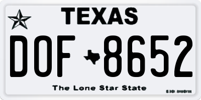 TX license plate DOF8652
