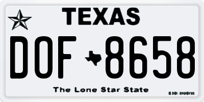 TX license plate DOF8658