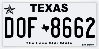 TX license plate DOF8662