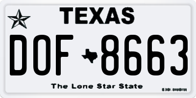 TX license plate DOF8663