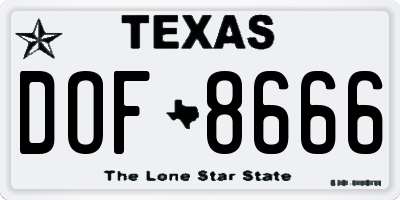 TX license plate DOF8666