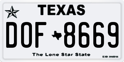 TX license plate DOF8669