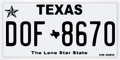 TX license plate DOF8670