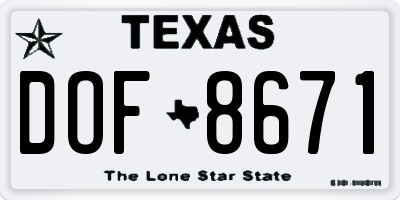 TX license plate DOF8671