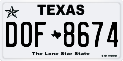 TX license plate DOF8674