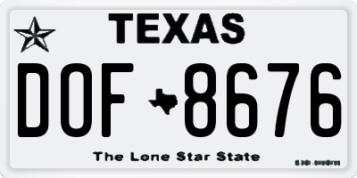 TX license plate DOF8676
