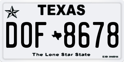 TX license plate DOF8678