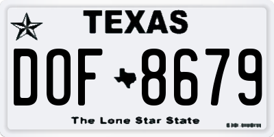 TX license plate DOF8679