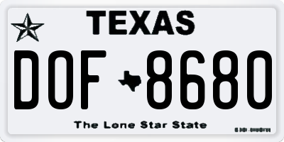 TX license plate DOF8680