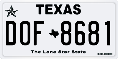 TX license plate DOF8681