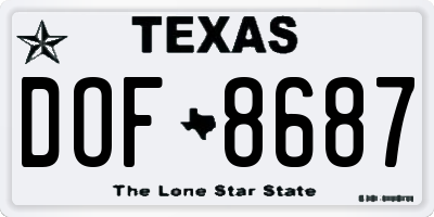 TX license plate DOF8687