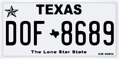 TX license plate DOF8689