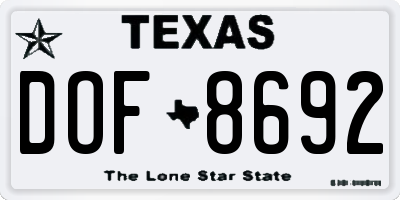 TX license plate DOF8692