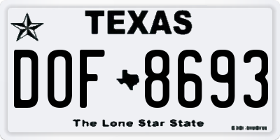 TX license plate DOF8693