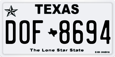 TX license plate DOF8694