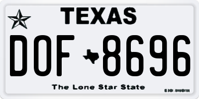 TX license plate DOF8696