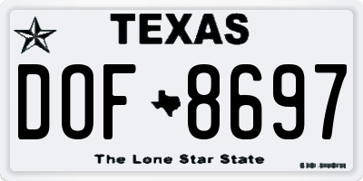 TX license plate DOF8697