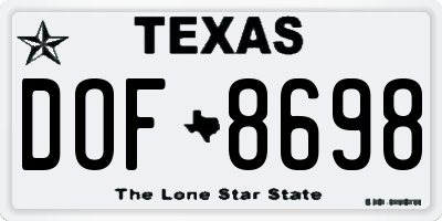 TX license plate DOF8698