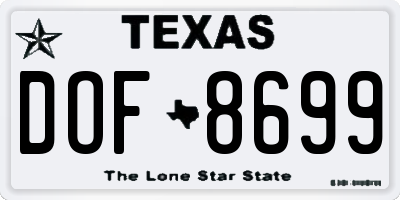TX license plate DOF8699