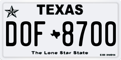 TX license plate DOF8700