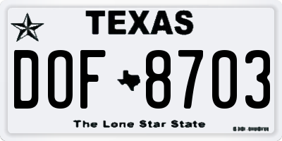 TX license plate DOF8703
