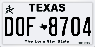 TX license plate DOF8704