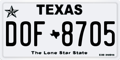 TX license plate DOF8705