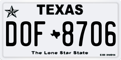 TX license plate DOF8706