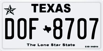 TX license plate DOF8707