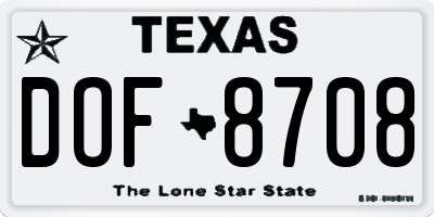 TX license plate DOF8708