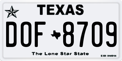 TX license plate DOF8709