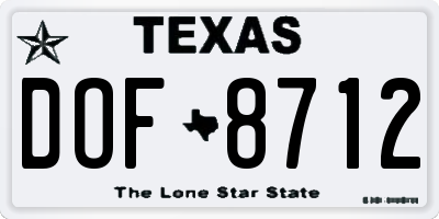 TX license plate DOF8712