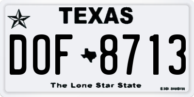 TX license plate DOF8713
