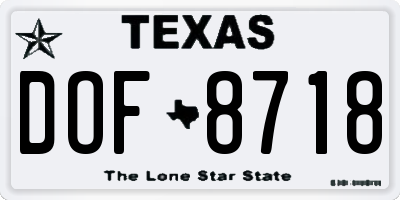 TX license plate DOF8718