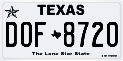 TX license plate DOF8720
