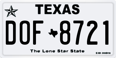 TX license plate DOF8721