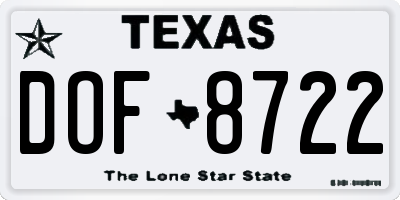 TX license plate DOF8722