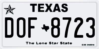 TX license plate DOF8723