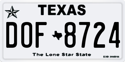 TX license plate DOF8724