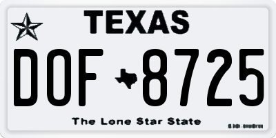 TX license plate DOF8725