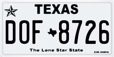 TX license plate DOF8726