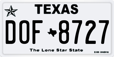 TX license plate DOF8727