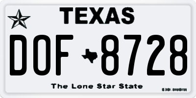 TX license plate DOF8728