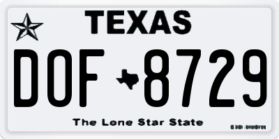 TX license plate DOF8729