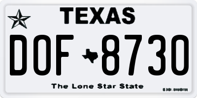 TX license plate DOF8730