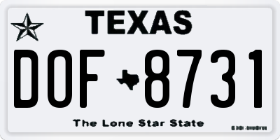 TX license plate DOF8731