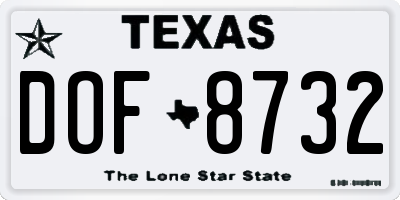 TX license plate DOF8732