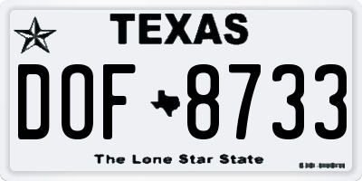 TX license plate DOF8733
