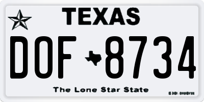 TX license plate DOF8734